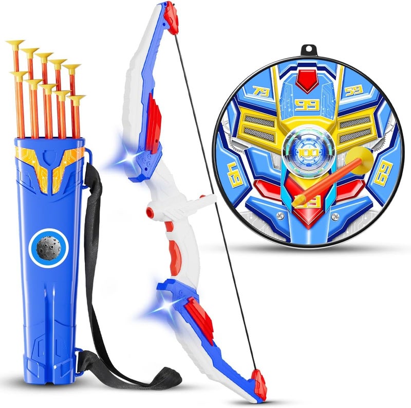 MLDKA Kids Bow and Arrow Set, LED Light Up Archery Toy Set with Suction Cup Arrows, Standing Target & Quiver, Indoor and Outdoor Toys Sport Gifts for Kids, Boys & Girls Ages 4 5 6 7 8 9 10 11 12 - Image 1